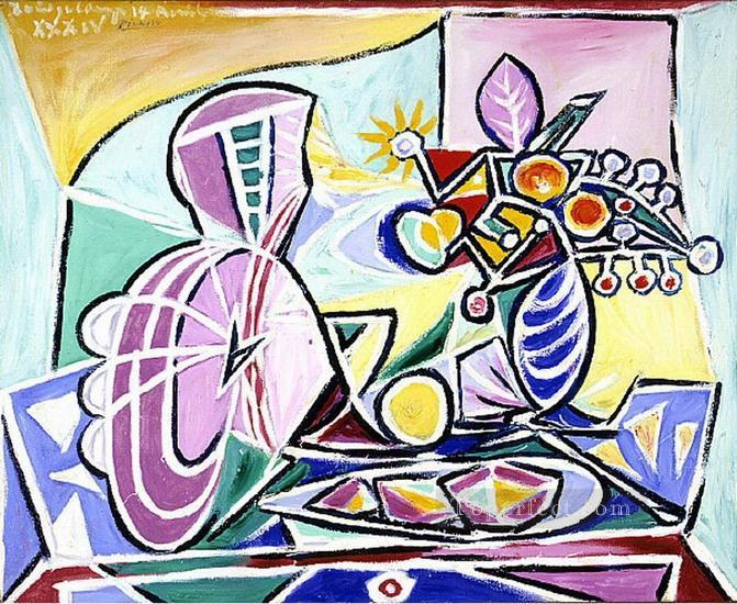 Mandolin and vase of flowers Still life 1934 Pablo Picasso Oil Paintings